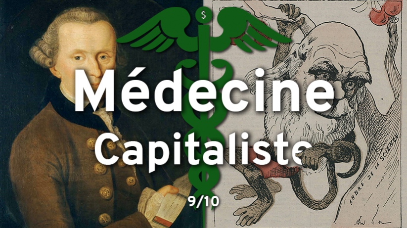 Montage Kant et une caricature de Darwin