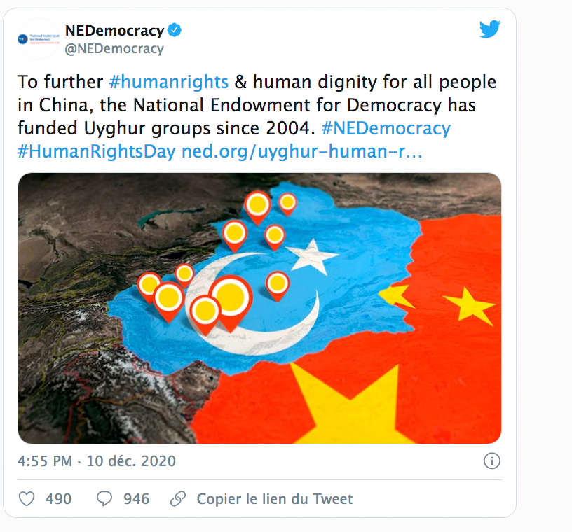 Le National Endowment for Democracy finance des groupes ouïghours depuis 2004