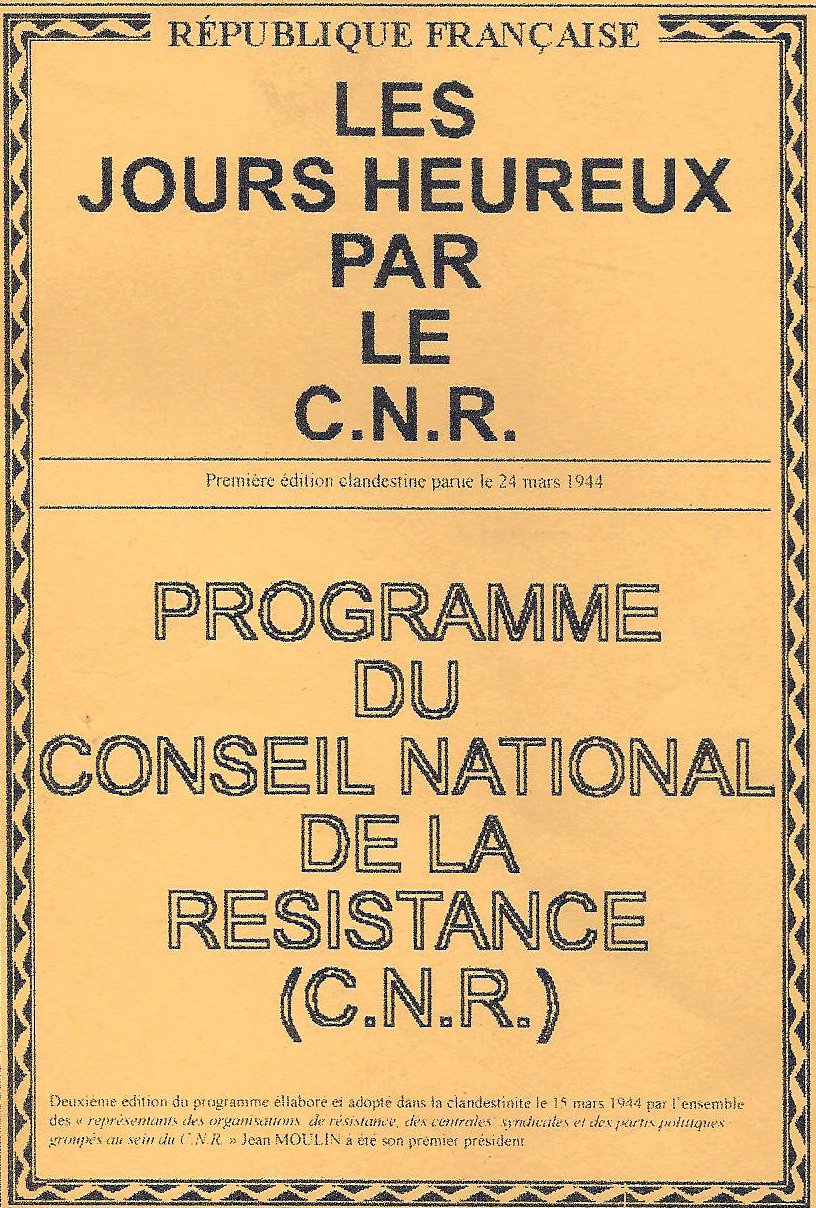 Les jours heureux, Programme du conseil national de la résistance