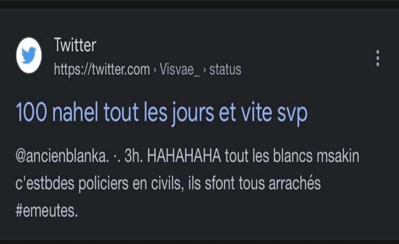 Tweet sur l'agression de policiers